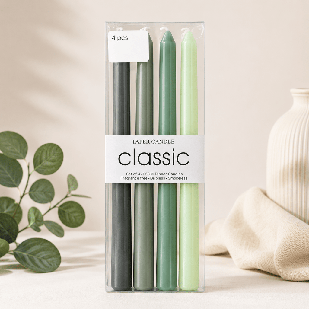 4PC Smokeless Tapered Candles - 25 cm - Home Phase