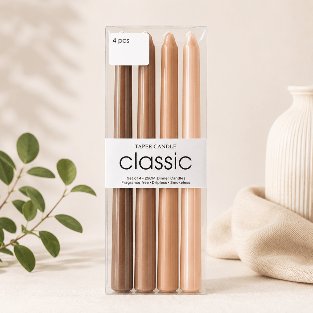 4PC Smokeless Tapered Candles - 25 cm - Home Phase