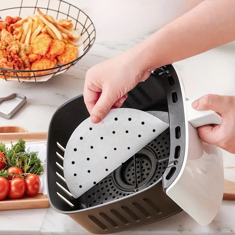 50PC Flat Air Fryer Liner Round - White - Home Phase