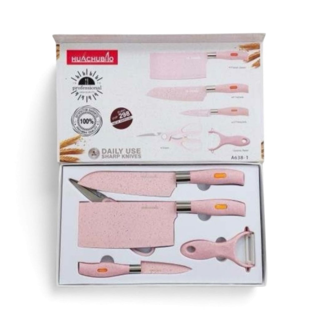 5PC Pastel Pink Kitchen Knife Set - Home Phase
