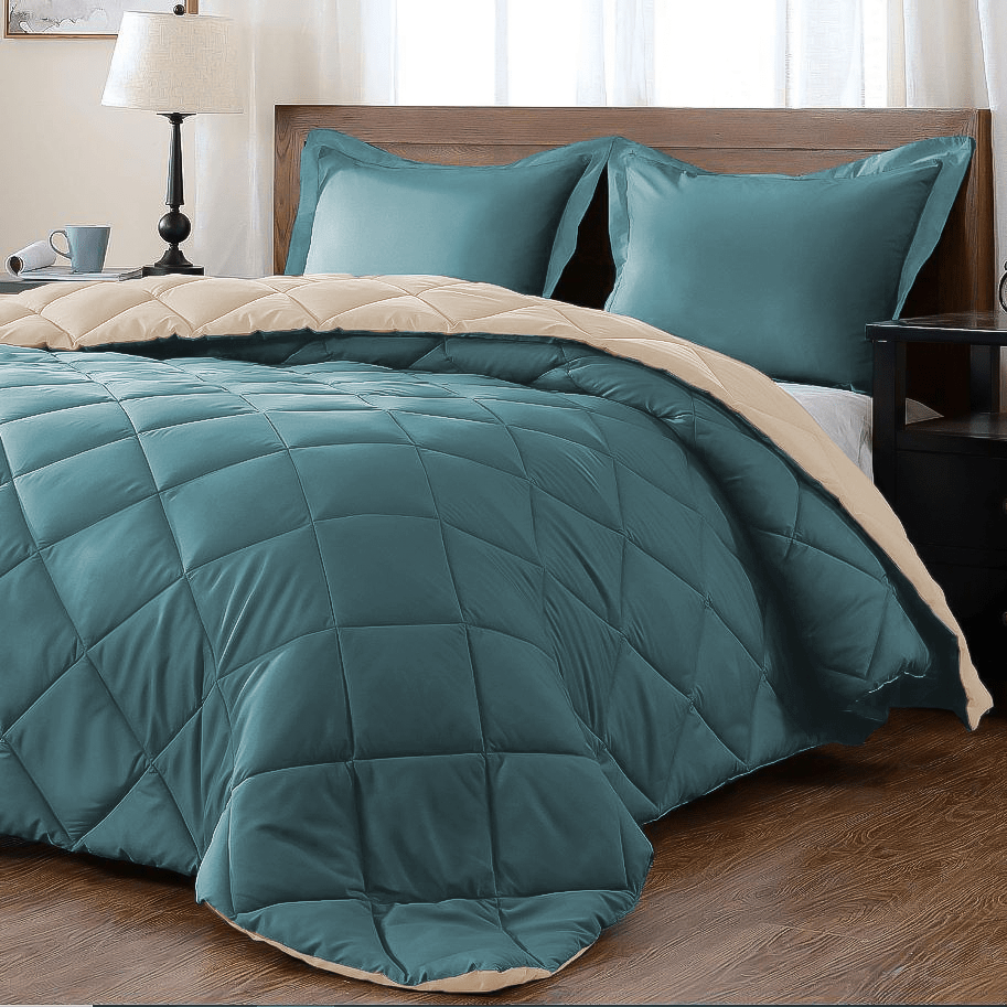 5PC Pierre Cardin Monochrome Reversible Comforter Set - 240 x 240 cm - King - Style Phase Home