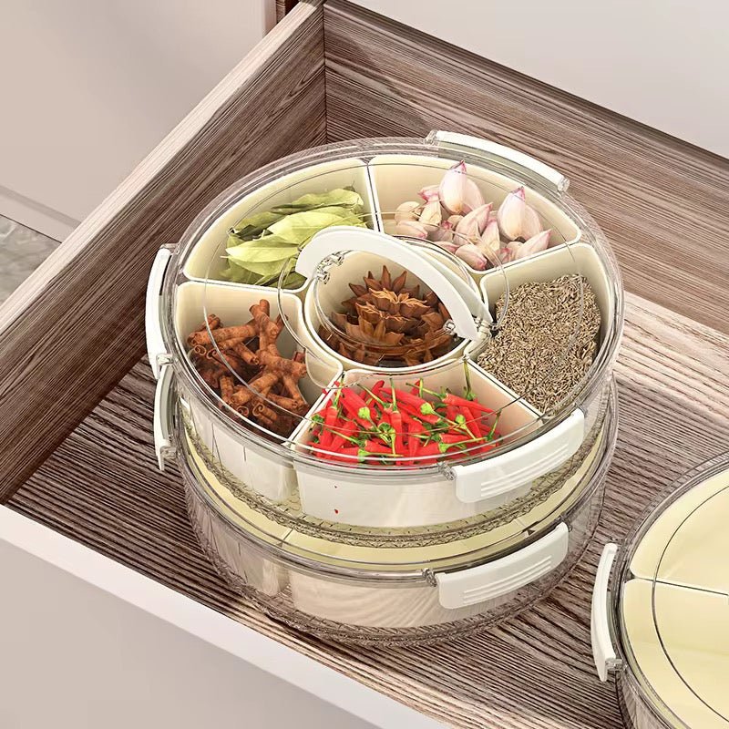 6-Compartment Acrylic Lazy Susan Snack Storage - 360 Rotatable