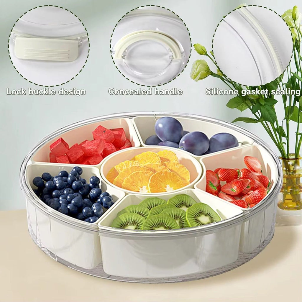 6-Compartment Acrylic Lazy Susan Snack Storage - 360 Rotatable