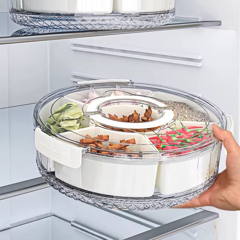 6 - Compartment Acrylic Lazy Susan Snack Storage - 360 Rotatable - Style Phase Home
