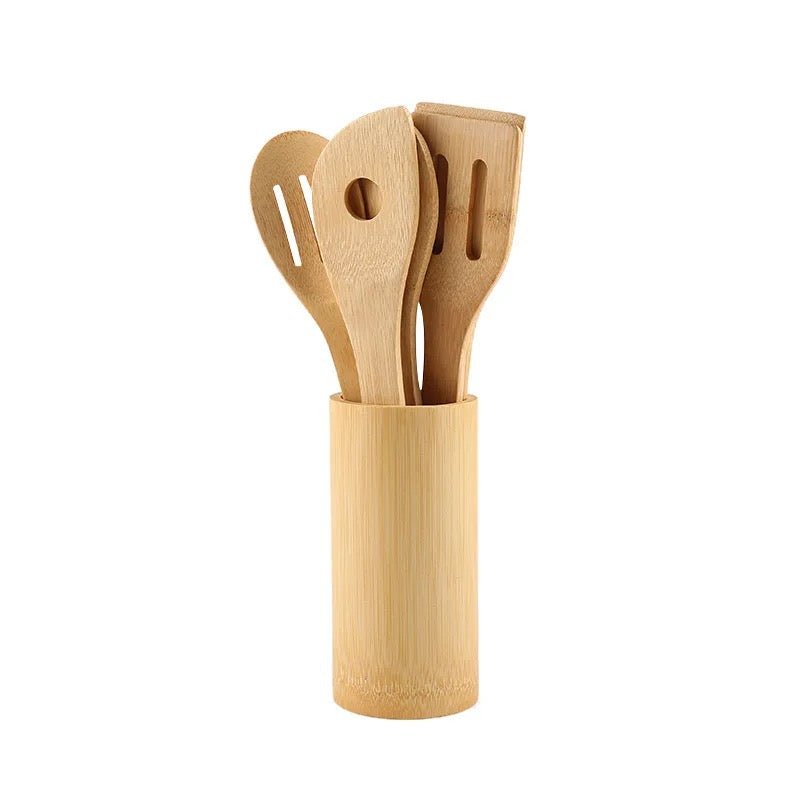 6 PC Bamboo Utensil & Holder Set - Style Phase Home