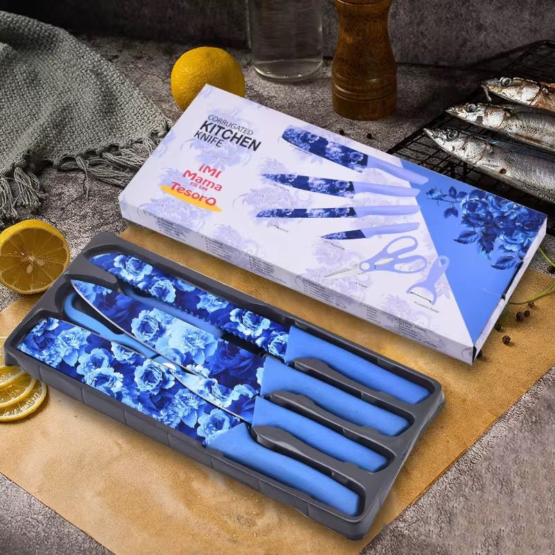 6 PC Floral Kitchen Knife Set - Home Phase