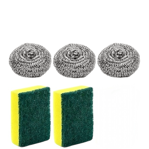 6 PC Stainless Steel Scourer and Sponge Set - Style Phase Home