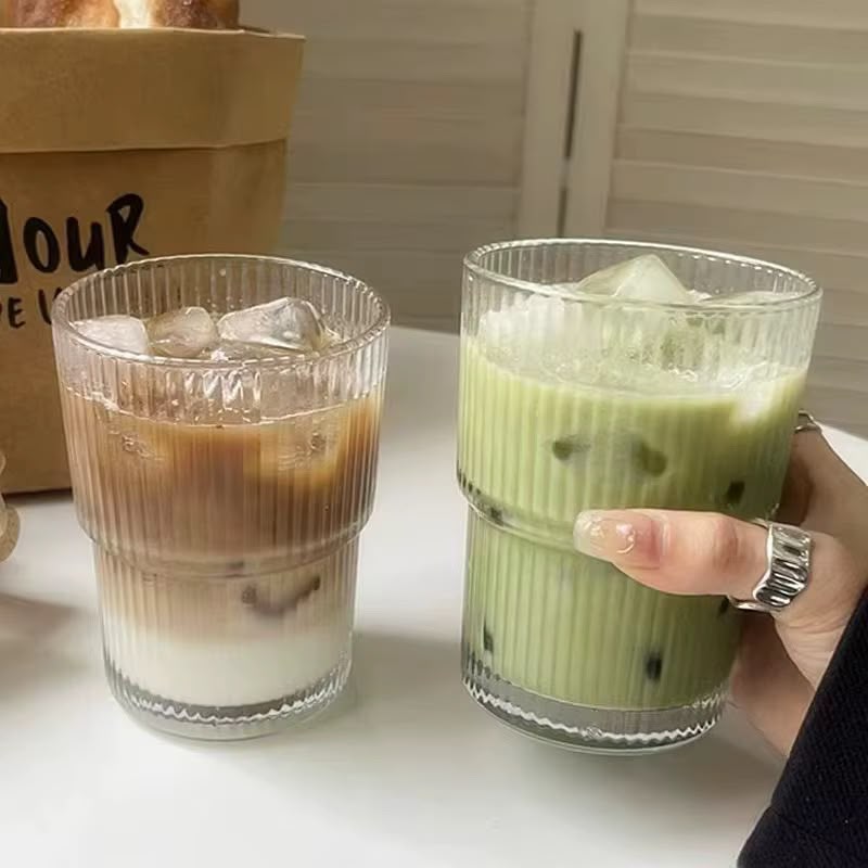 6-Piece Short Ribbed Stackable Glass Cup Set – Clear - Home Phase