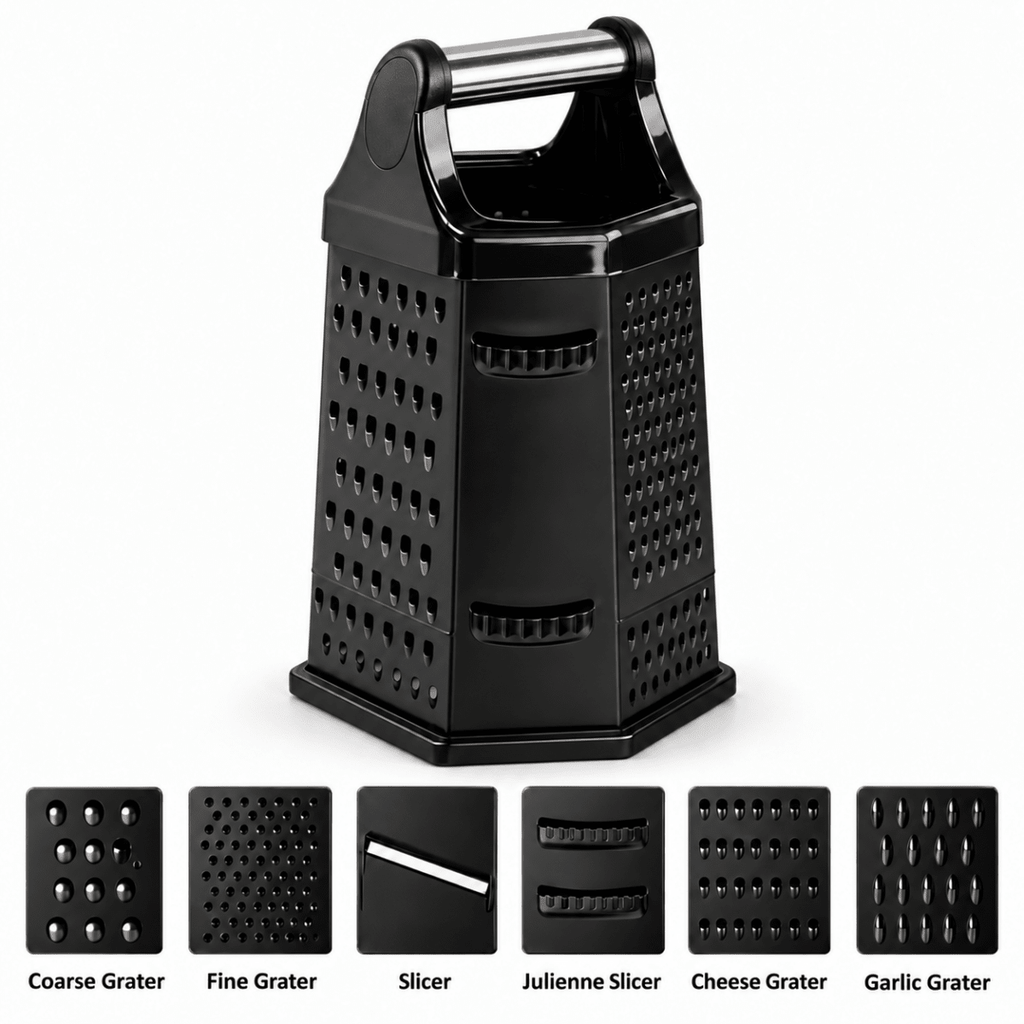 6 Sided Black Grater - 9" - Home Phase