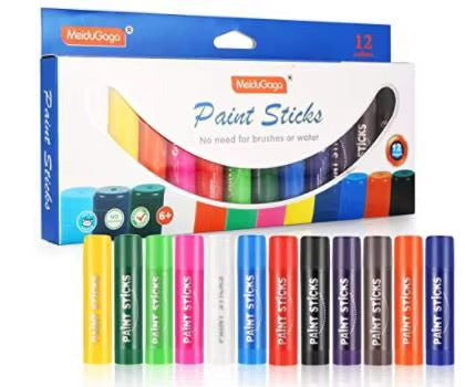 12PC Neon Colours Wax Paint Twist Up Sticks - 10g