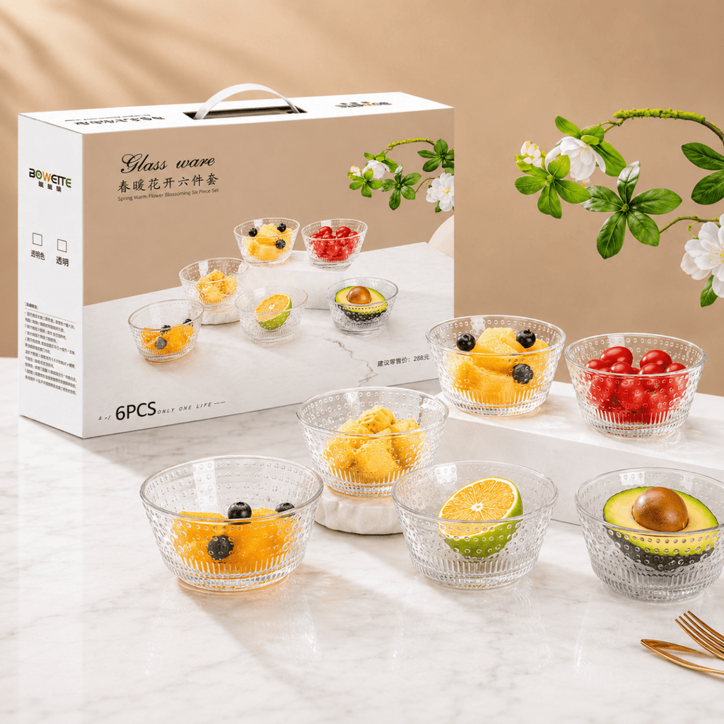 6PC Glass Flower Bowl Set - Home Phase