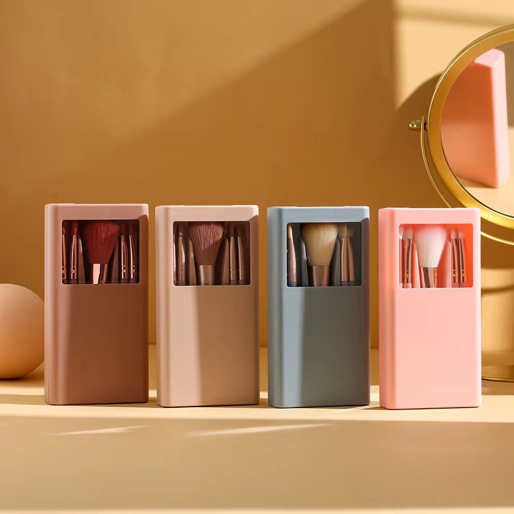6PC Makeup Brush Set With Mirror - Style Phase Home
