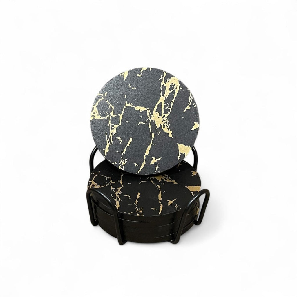 6PC Modern Marble Design Coaster & Stand Set - Style Phase Home