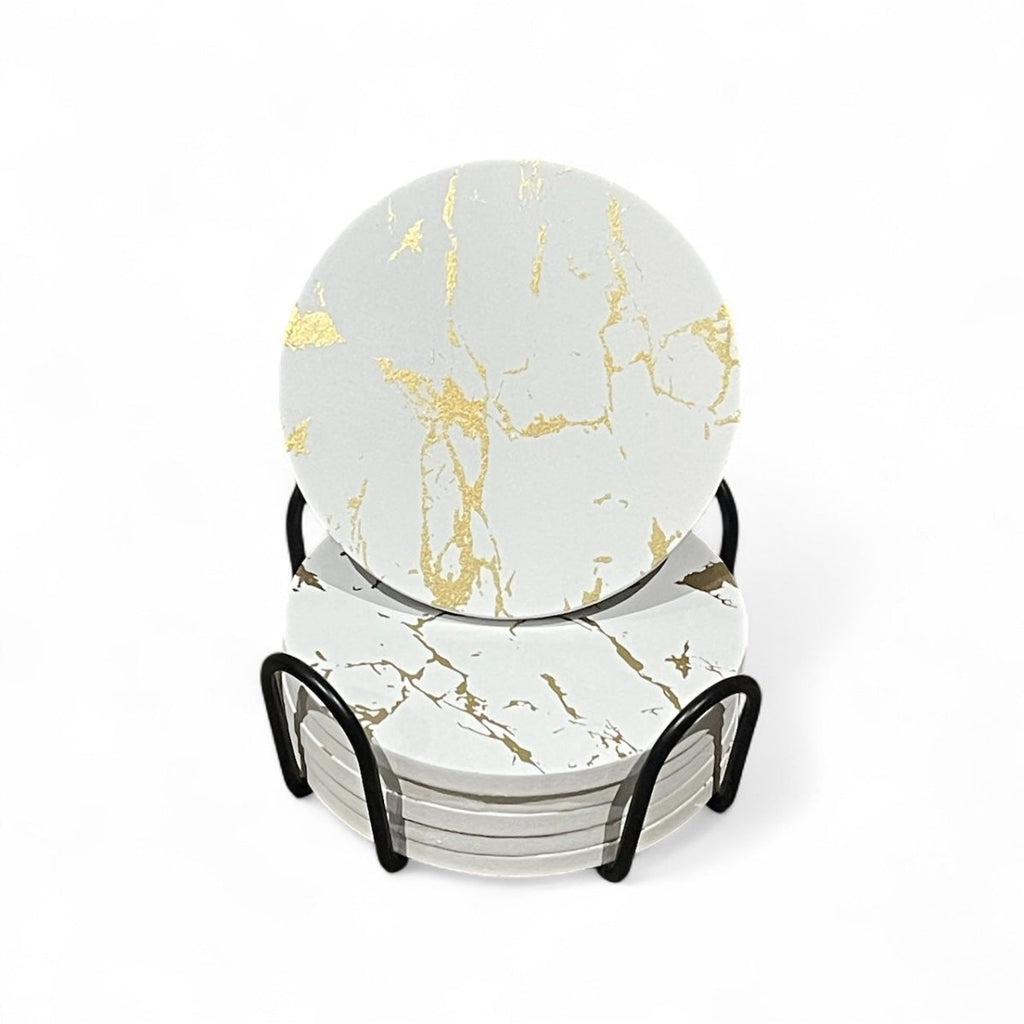 6PC Modern Marble Design Coaster & Stand Set - Style Phase Home