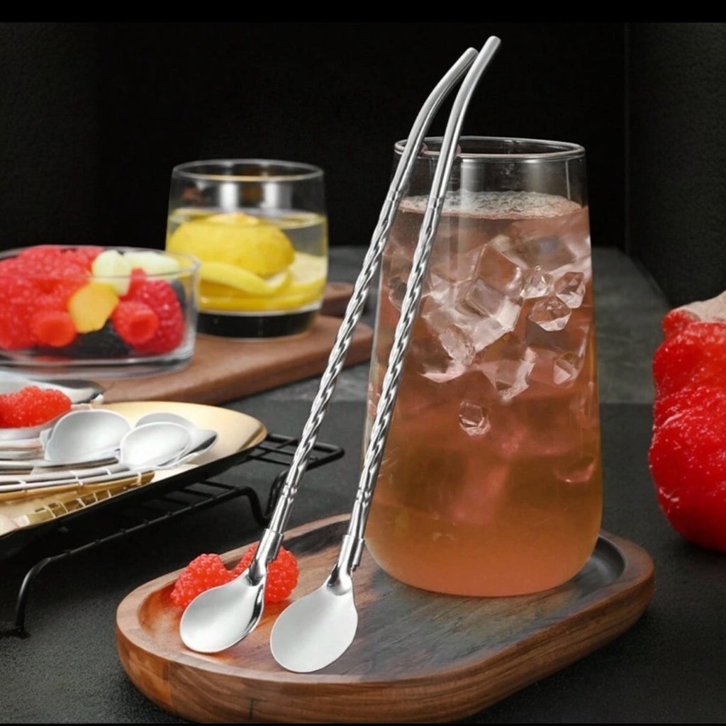 7 PC Stainless Steel Spoon Straw Set - Basic Spoon - Style Phase Home