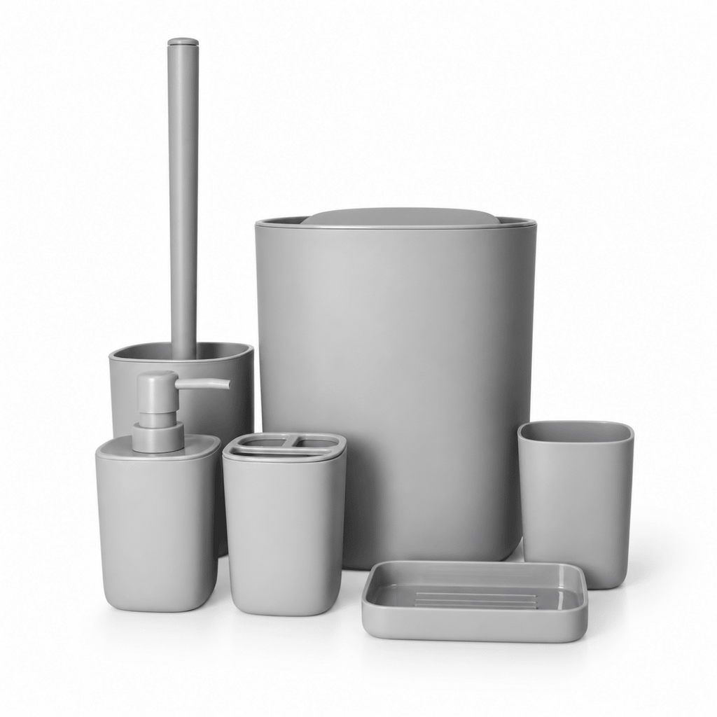 7PC Bathlux Plastic Bathroom Accessories Set - Home Phase