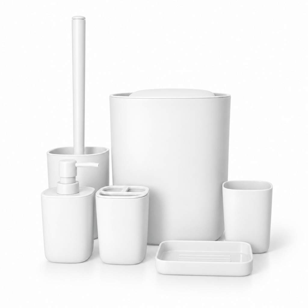 7PC Bathlux Plastic Bathroom Accessories Set - Home Phase