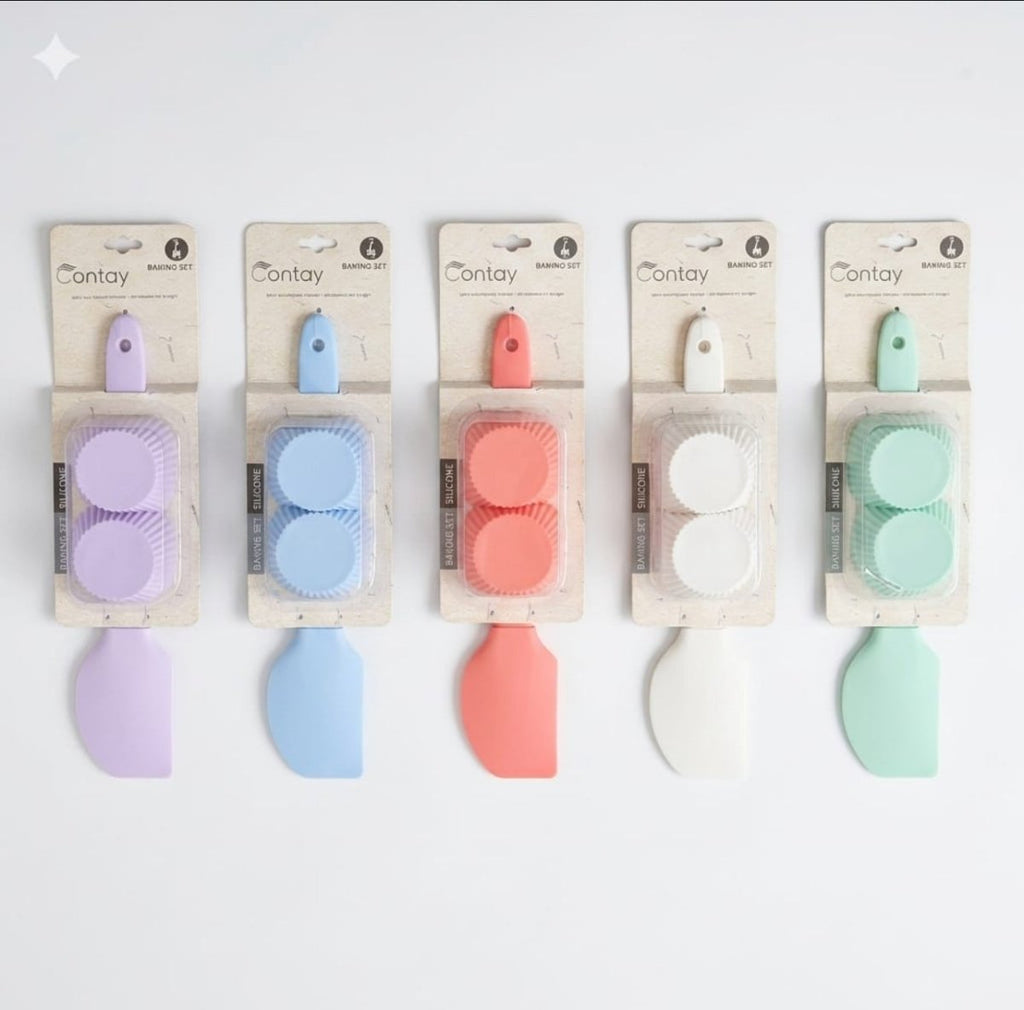 7PC Contay Silicone Baking Set - Scraper + 6 Moulds - Home Phase