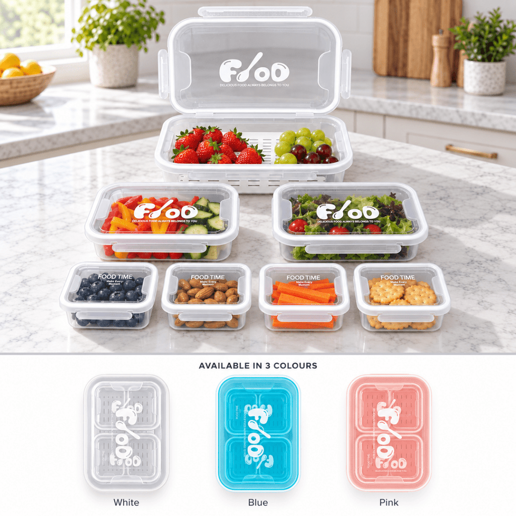 7PC Food Storage Container Set with Detachable Drainer - Home Phase