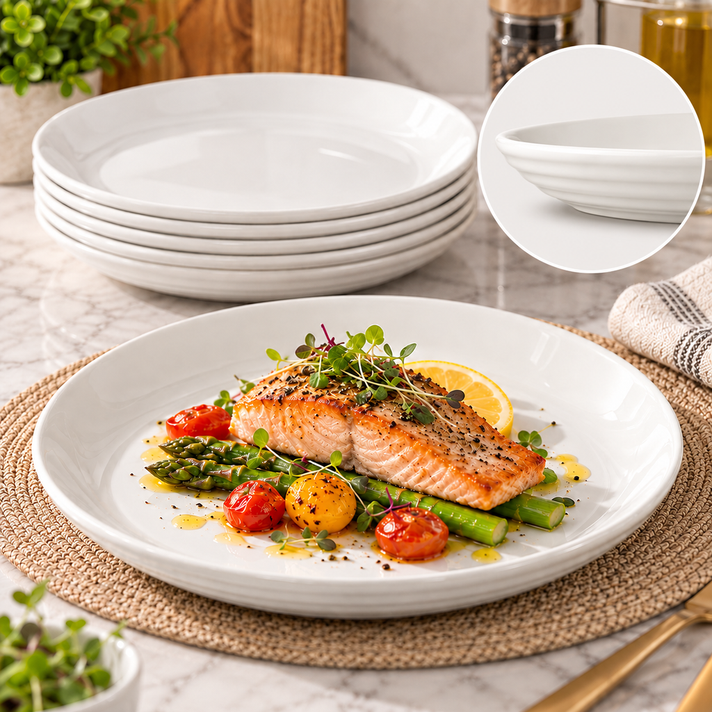 Ceramic Ribbed Dinner Plate - 10”