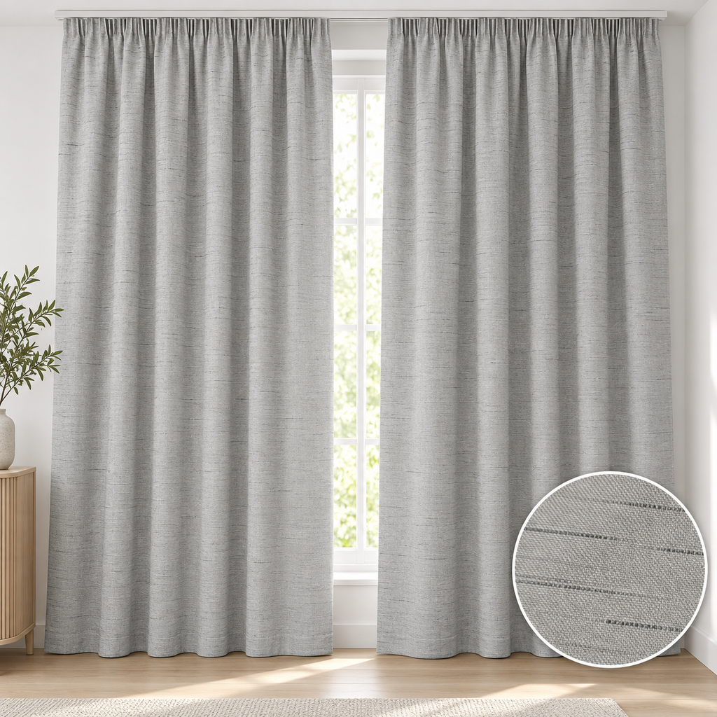 2 Pack Self-Lined Taped Curtain Set - 140 × 218 cm