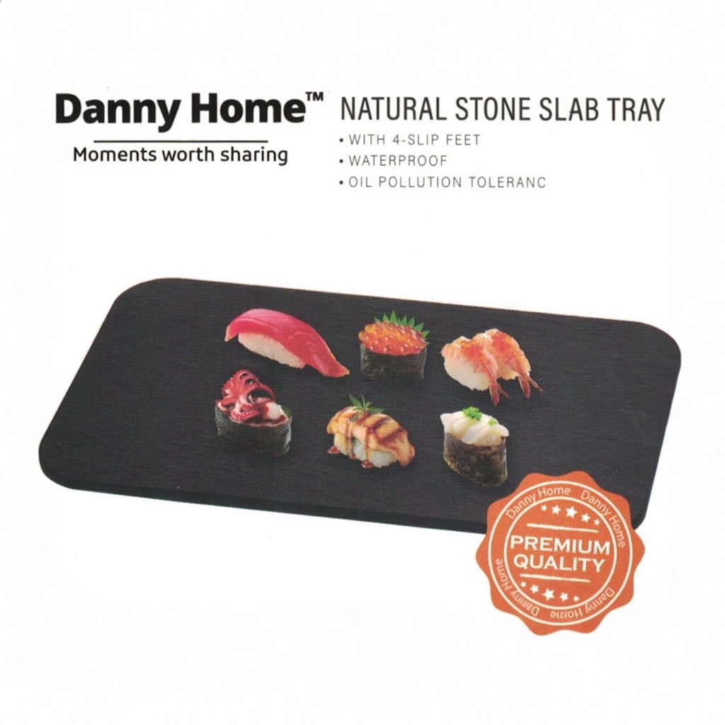 Danny Home Smooth Edge Natural Stone Slate Slab Tray - Premium Quality