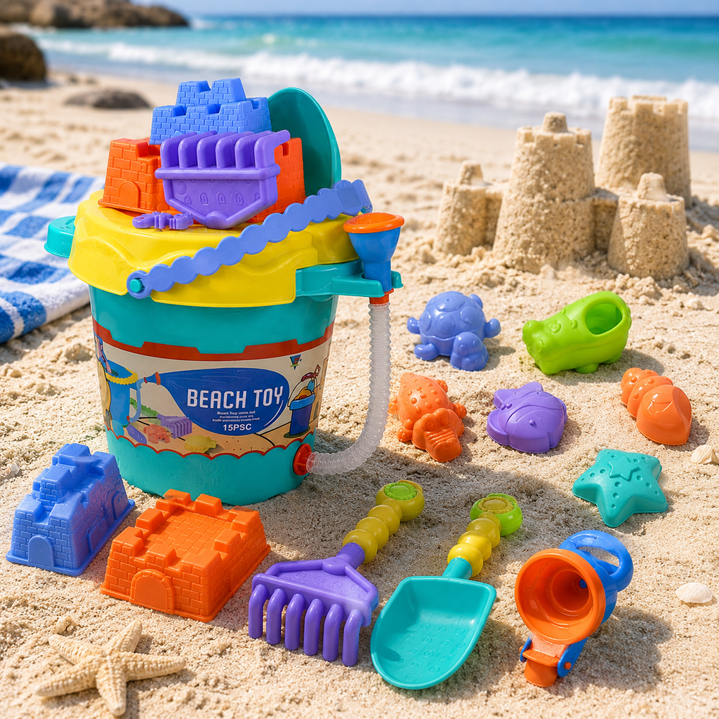 Kids Fun Beach Spraying Castle Bucket Toy Set