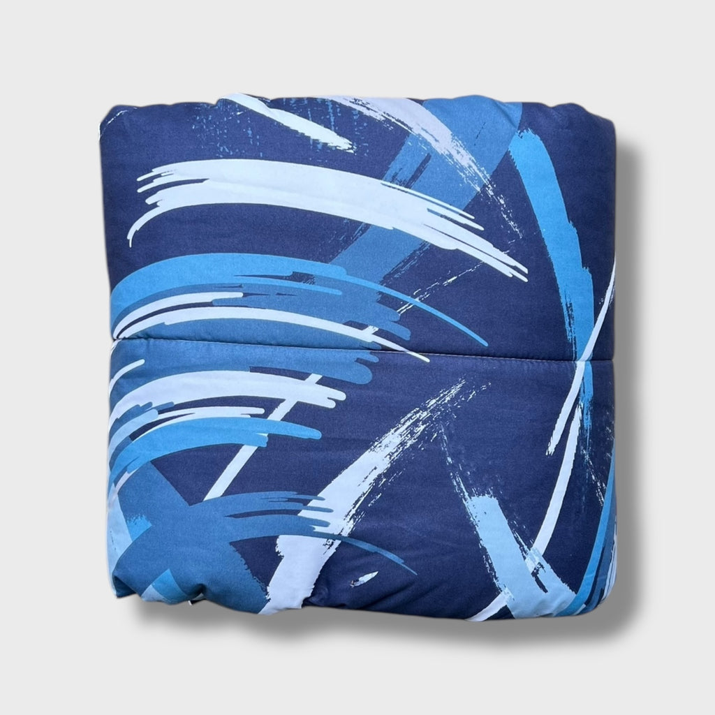 3PC Urban Printed Microfibre Comforter - Navy Brushstroke