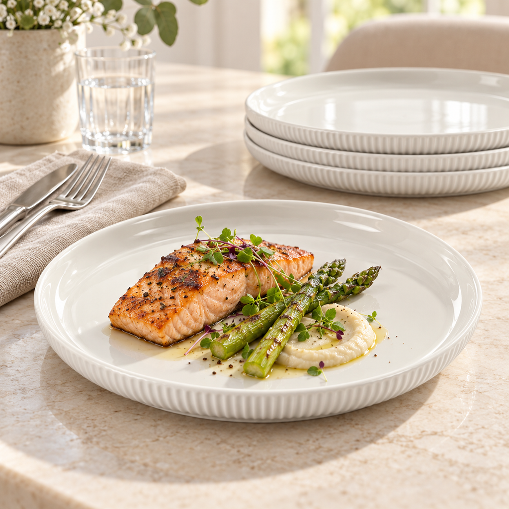Ceramic Ribbed Dinner Plate - 10”