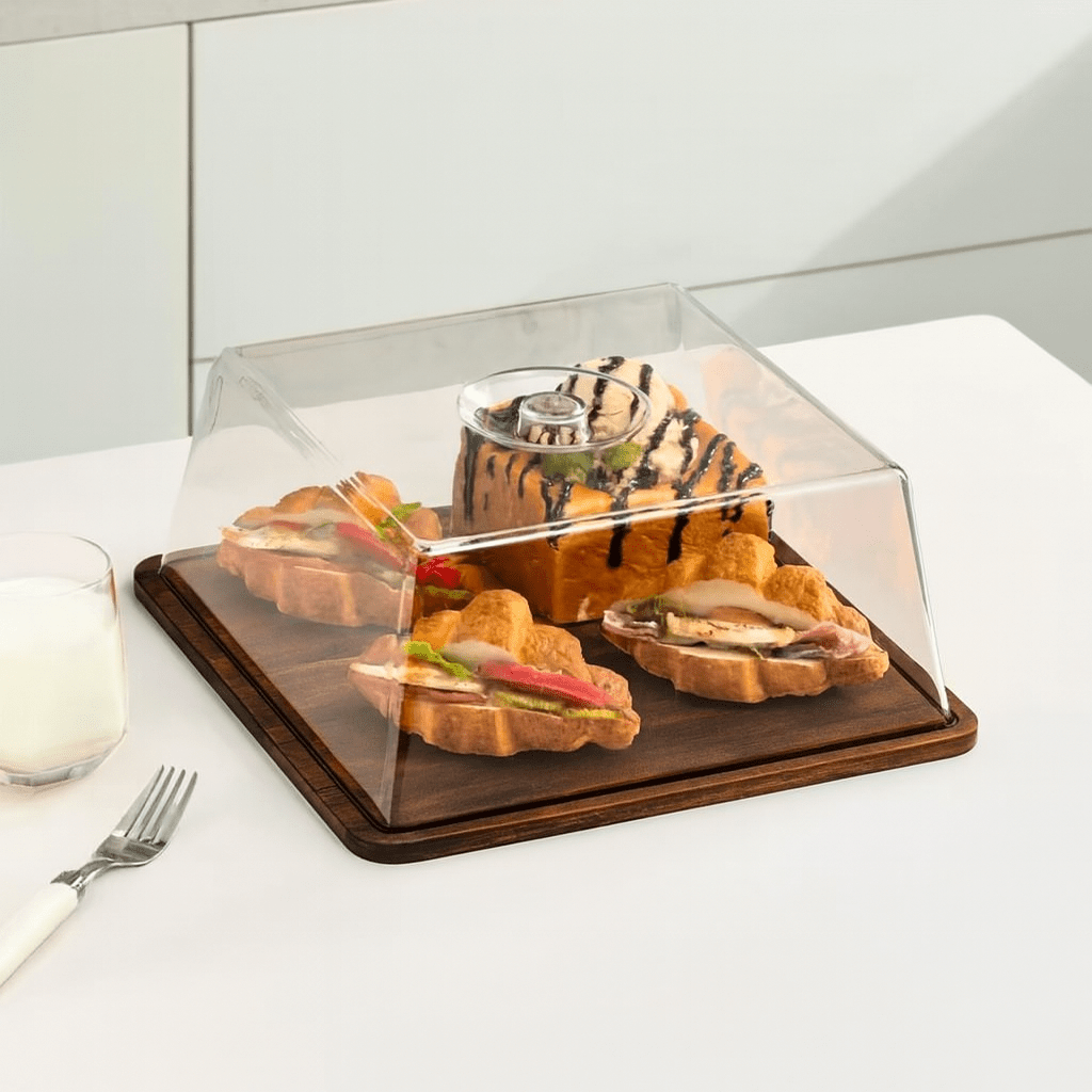 Acacia Wood & Acrylic Cake Dome Set - 25 CM - Home Phase