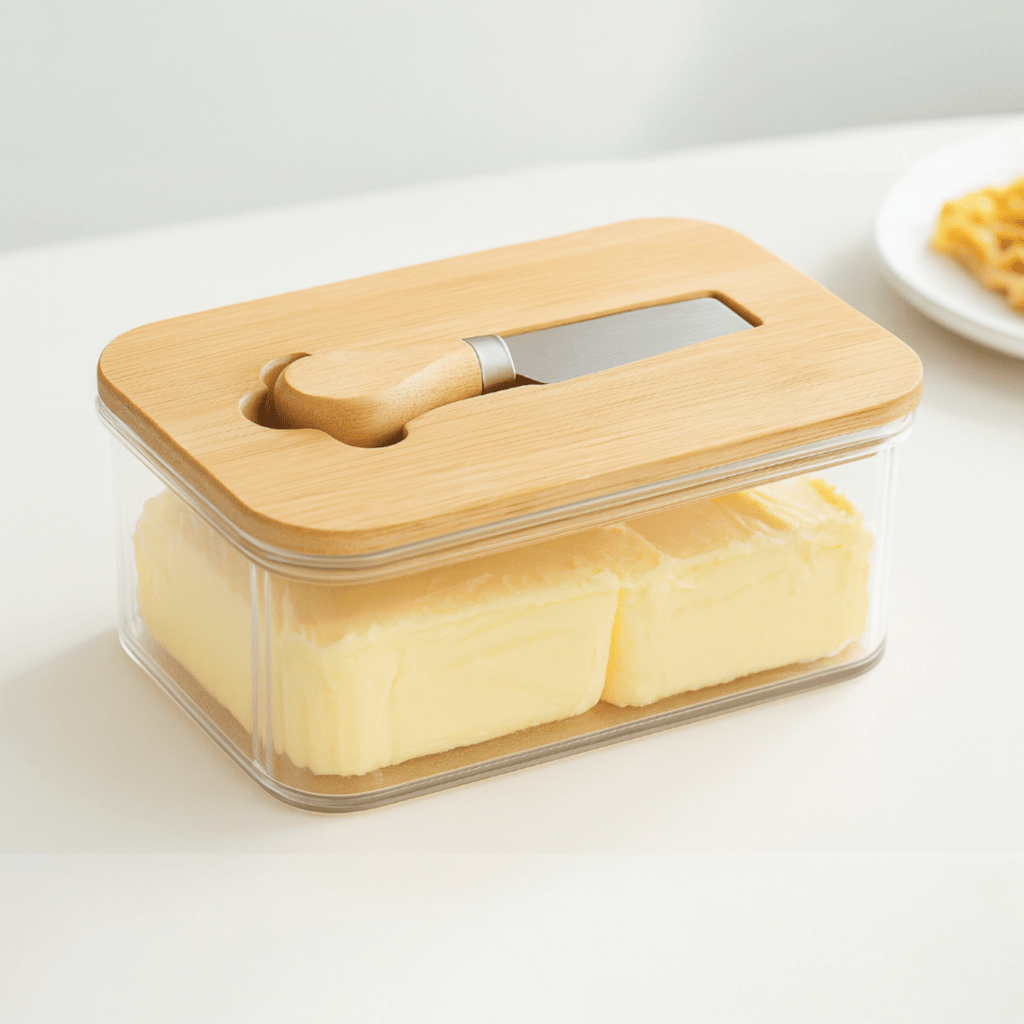 Acrylic Butter Dish With Bamboo Lid & Knife - Home Phase