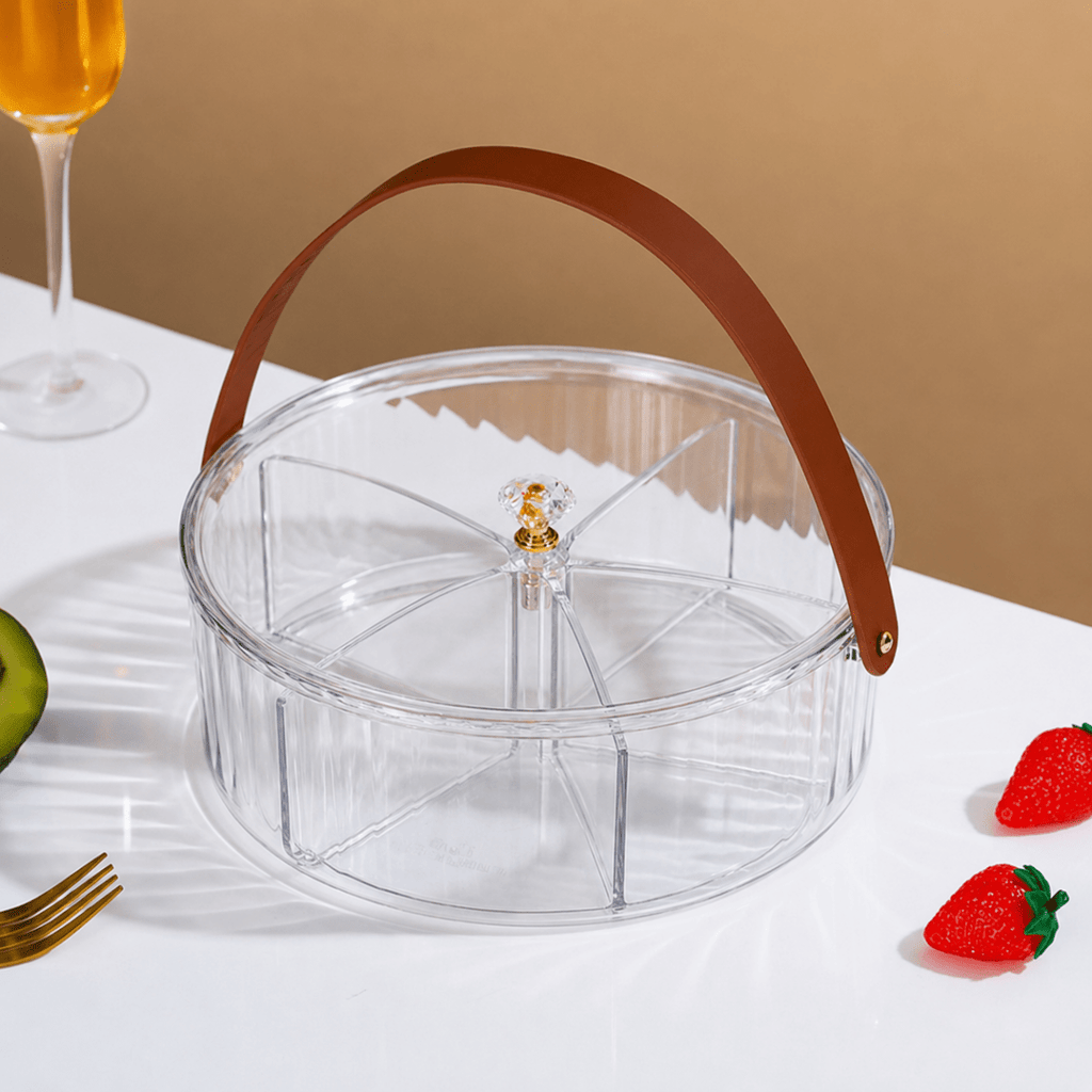 Acrylic Container With Leather Handle And Removable Dividers - Home Phase