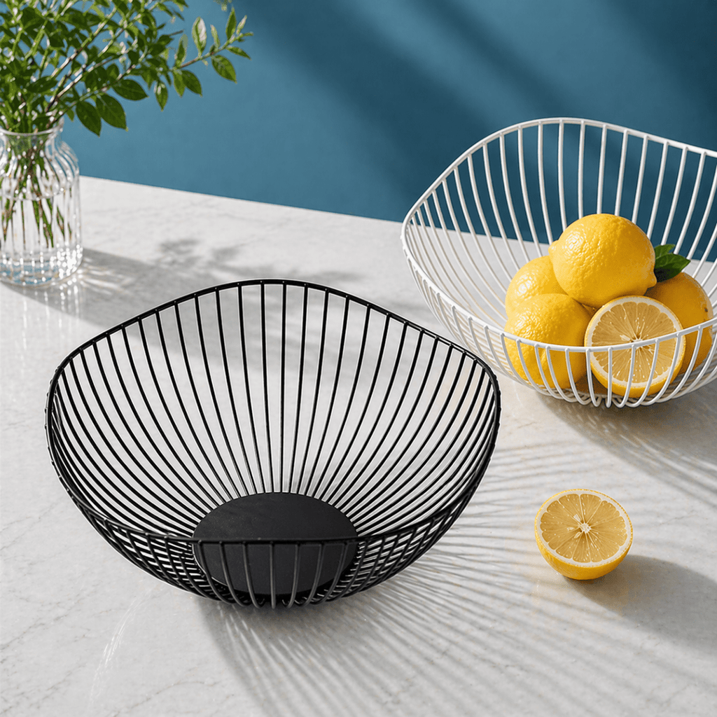 Black Metal Fruit Basket - Abstract - Home Phase