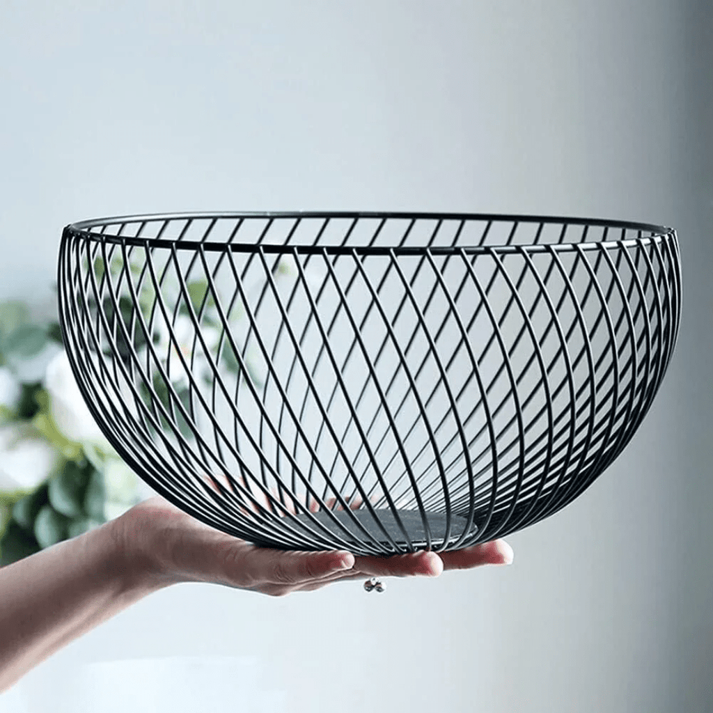 Black Metal Fruit Basket - Ribbed - Home Phase