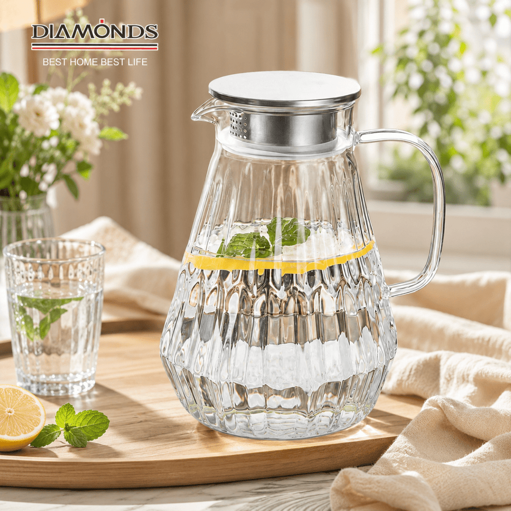 Borosilicate Concave Ribbed Glass Teapot - 1730ml - Home Phase
