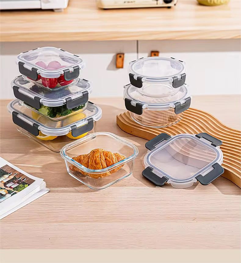 Borosilicate Glass Heat Resistant Food Containers - Clear Round - Style Phase Home