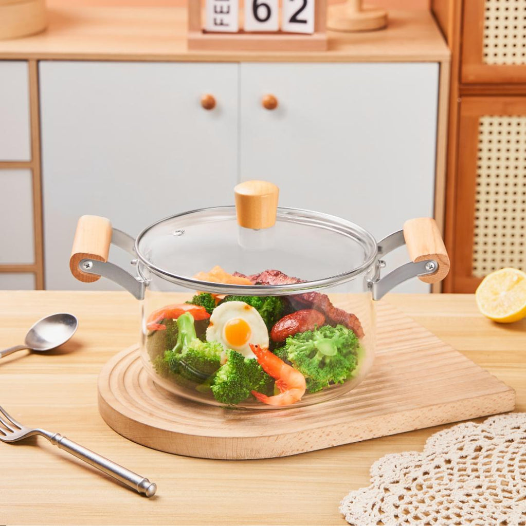 Borosilicate Glass Pot With Bamboo Handle - Home Phase