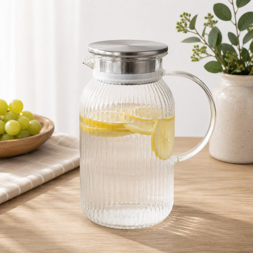 Borosilicate Ribbed Glass Teapot - 1.5 L - Home Phase