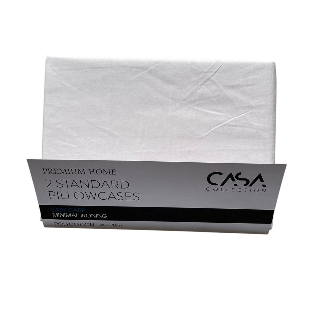 CASA Collection 2 Pack Standard Pillowcases - Polycotton - Style Phase Home