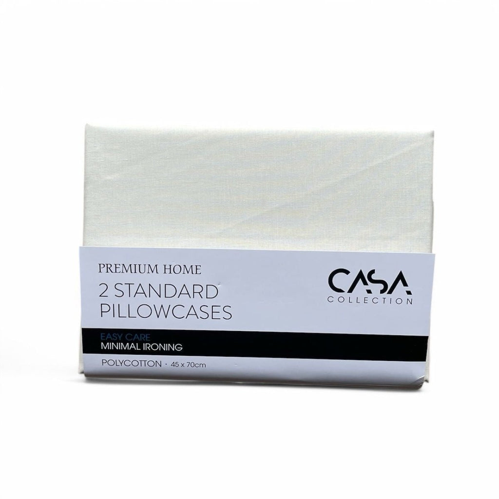CASA Collection 2 Pack Standard Pillowcases - Polycotton - Style Phase Home