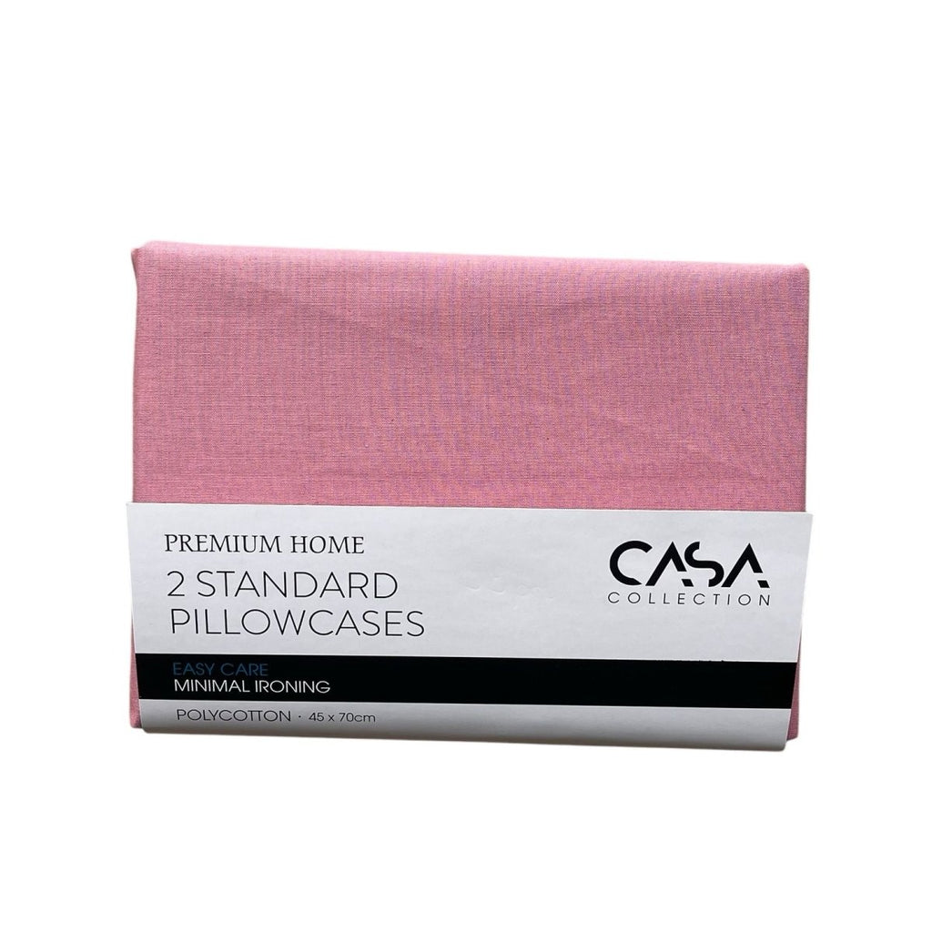 CASA Collection 2 Pack Standard Pillowcases - Polycotton - Style Phase Home