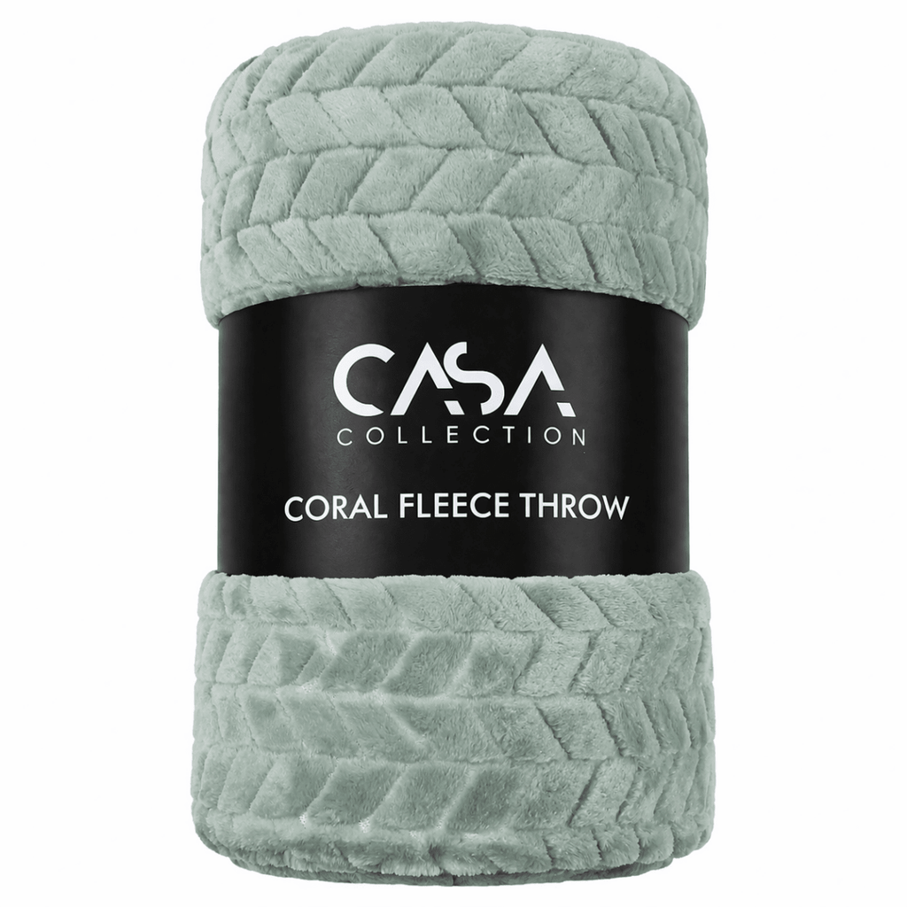 Casa Herringbone Coral Fleece Blanket Throw - 200 x 220 cm - Home Phase