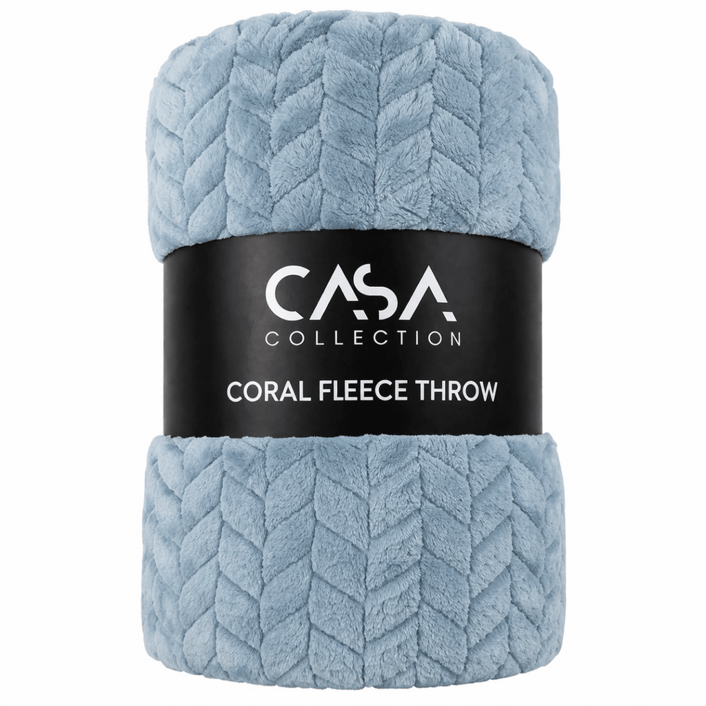 Casa Herringbone Coral Fleece Blanket Throw - 200 x 220 cm - Home Phase