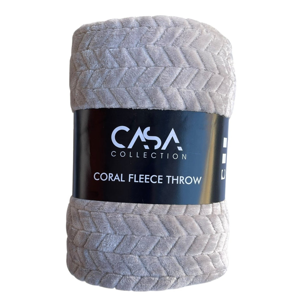 Casa Herringbone Coral Fleece Blanket Throw - 200 x 220 cm - Style Phase Home