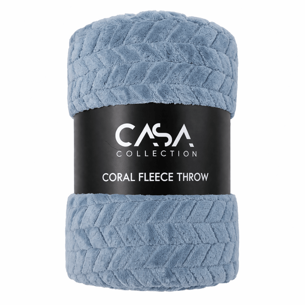 Casa Herringbone Coral Fleece Blanket Throw - 200 x 220 cm - Home Phase