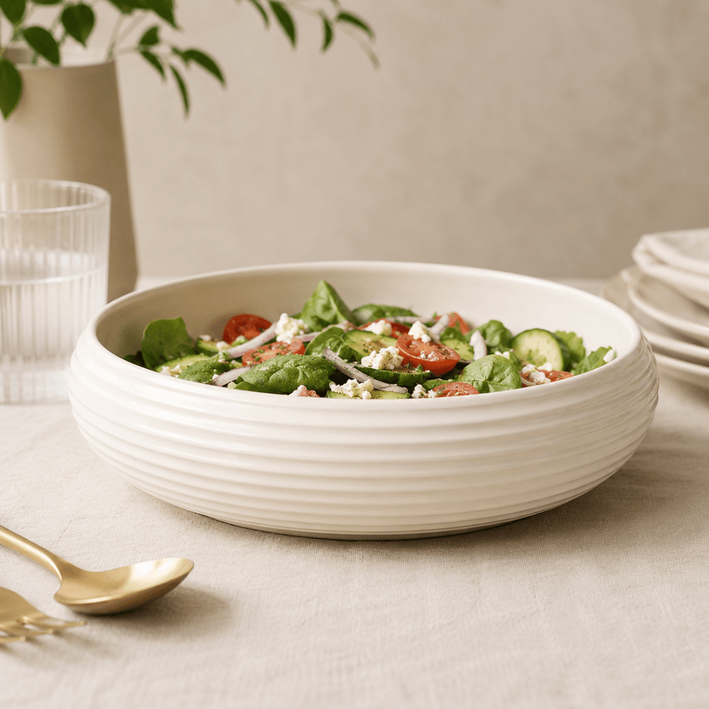 Ceramic Ribbed Serving Bowl - Home Phase
