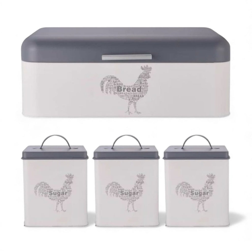 CH 4PC Rooster Bread Bin & Canister Set - Home Phase