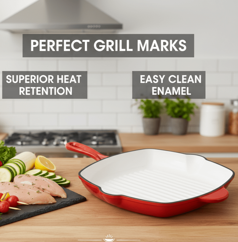 CH Square Cast Iron Skillet Pan - 27 cm - Home Phase