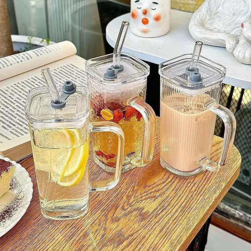 Cute Glass Cup With Straw - 300 ml - Style Phase Home