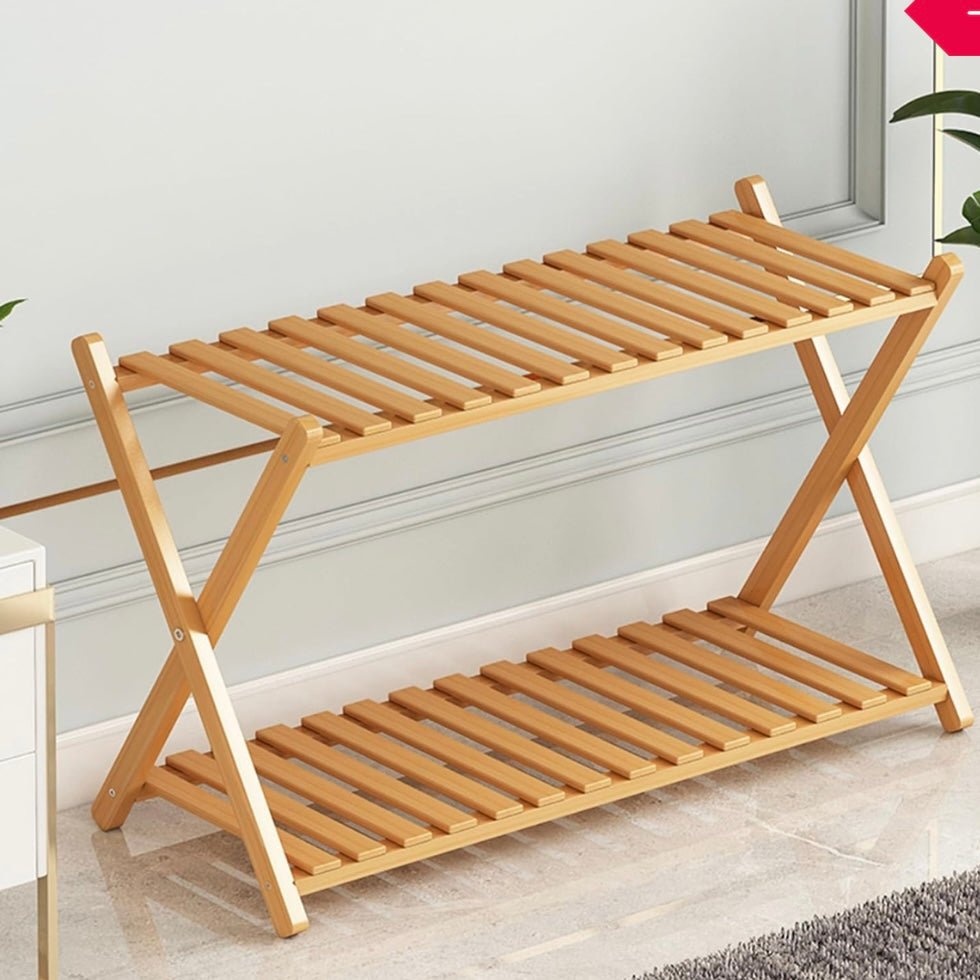 Danny Home 2 Tier Foldable Wooden Shoe Rack - Style Phase Home